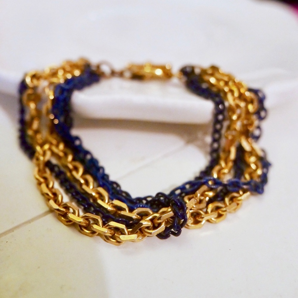 J. Crew Navy/Gold Chain Link Bracelet